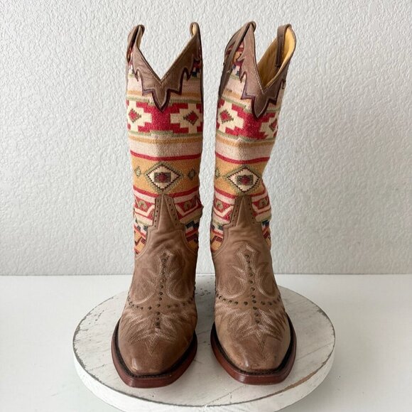 Rod Patrick Womens Cowboy Boots 11AAA Brown Navajo Blanket Western Cowgirl Studs - Picture 6 of 14